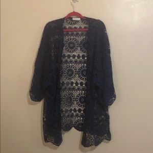 Crocheted lace cardigan sweater